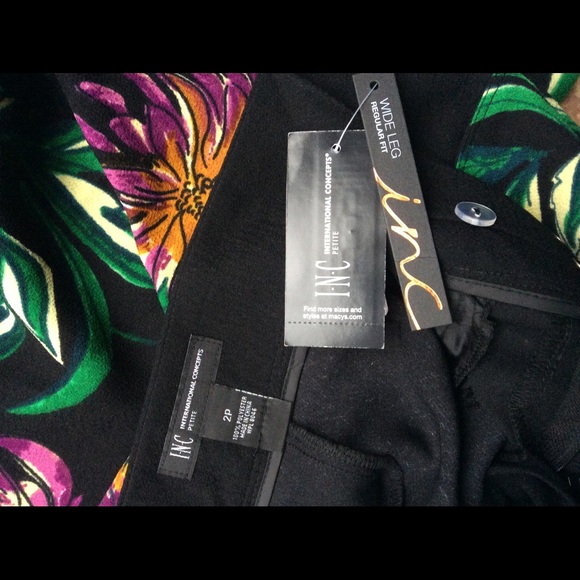 INC INTERNATIONAL CONCEPT FLORAL WIDE LEG PANT - Picture 3 of 3